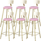 Glam Armless Backrest Counter Stool Steel Cafe Bar Stool with Cushion and Pedal Pink 6 Piece Set Clearhalo 'Bar Furniture' 'Bar Stools' 'bar_stools' 'furn' 'furn_bar_stools' 'Furniture' 'Kitchen & Dining Furniture' 5356825