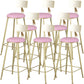 Glam Armless Backrest Counter Stool Steel Cafe Bar Stool with Cushion and Pedal Pink 8 Piece Set Clearhalo 'Bar Furniture' 'Bar Stools' 'bar_stools' 'furn' 'furn_bar_stools' 'Furniture' 'Kitchen & Dining Furniture' 5356826