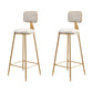 Glam Armless Backrest Counter Stool Steel Cafe Bar Stool with Cushion and Pedal Gloss White 2 Piece Set Clearhalo 'Bar Furniture' 'Bar Stools' 'bar_stools' 'furn' 'furn_bar_stools' 'Furniture' 'Kitchen & Dining Furniture' 5356827