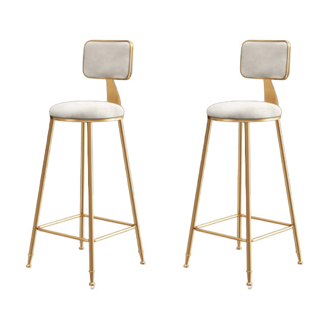Glam Armless Backrest Counter Stool Steel Cafe Bar Stool with Cushion and Pedal Gloss White 2 Piece Set Clearhalo 'Bar Furniture' 'Bar Stools' 'bar_stools' 'furn' 'furn_bar_stools' 'Furniture' 'Kitchen & Dining Furniture' 5356827