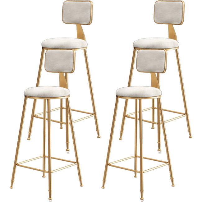 Glam Armless Backrest Counter Stool Steel Cafe Bar Stool with Cushion and Pedal Gloss White 4 Piece Set Clearhalo 'Bar Furniture' 'Bar Stools' 'bar_stools' 'furn' 'furn_bar_stools' 'Furniture' 'Kitchen & Dining Furniture' 5356828