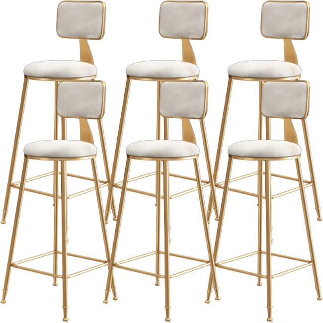 Glam Armless Backrest Counter Stool Steel Cafe Bar Stool with Cushion and Pedal Gloss White 6 Piece Set Clearhalo 'Bar Furniture' 'Bar Stools' 'bar_stools' 'furn' 'furn_bar_stools' 'Furniture' 'Kitchen & Dining Furniture' 5356829