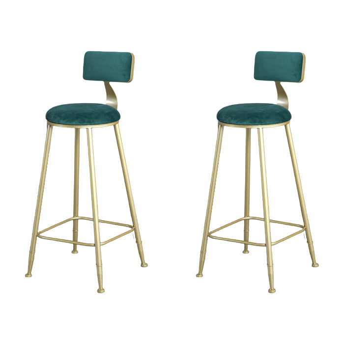 Glam Armless Backrest Counter Stool Steel Cafe Bar Stool with Cushion and Pedal Green 2 Piece Set Clearhalo 'Bar Furniture' 'Bar Stools' 'bar_stools' 'furn' 'furn_bar_stools' 'Furniture' 'Kitchen & Dining Furniture' 5356831