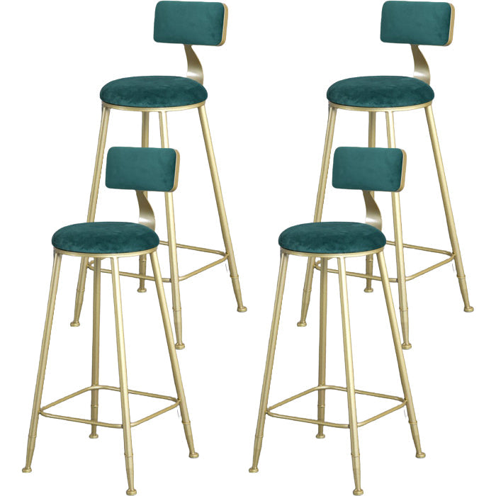 Glam Armless Backrest Counter Stool Steel Cafe Bar Stool with Cushion and Pedal Green 4 Piece Set Clearhalo 'Bar Furniture' 'Bar Stools' 'bar_stools' 'furn' 'furn_bar_stools' 'Furniture' 'Kitchen & Dining Furniture' 5356832