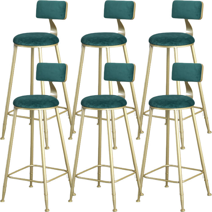 Glam Armless Backrest Counter Stool Steel Cafe Bar Stool with Cushion and Pedal Green 6 Piece Set Clearhalo 'Bar Furniture' 'Bar Stools' 'bar_stools' 'furn' 'furn_bar_stools' 'Furniture' 'Kitchen & Dining Furniture' 5356833