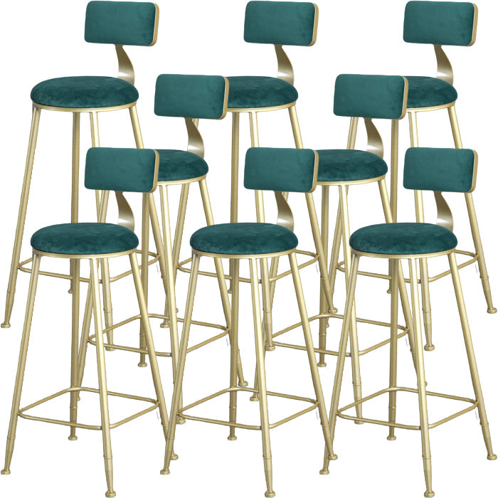 Glam Armless Backrest Counter Stool Steel Cafe Bar Stool with Cushion and Pedal Green 8 Piece Set Clearhalo 'Bar Furniture' 'Bar Stools' 'bar_stools' 'furn' 'furn_bar_stools' 'Furniture' 'Kitchen & Dining Furniture' 5356834
