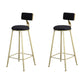 Glam Armless Backrest Counter Stool Steel Cafe Bar Stool with Cushion and Pedal Gloss Black 2 Piece Set Clearhalo 'Bar Furniture' 'Bar Stools' 'bar_stools' 'furn' 'furn_bar_stools' 'Furniture' 'Kitchen & Dining Furniture' 5356835