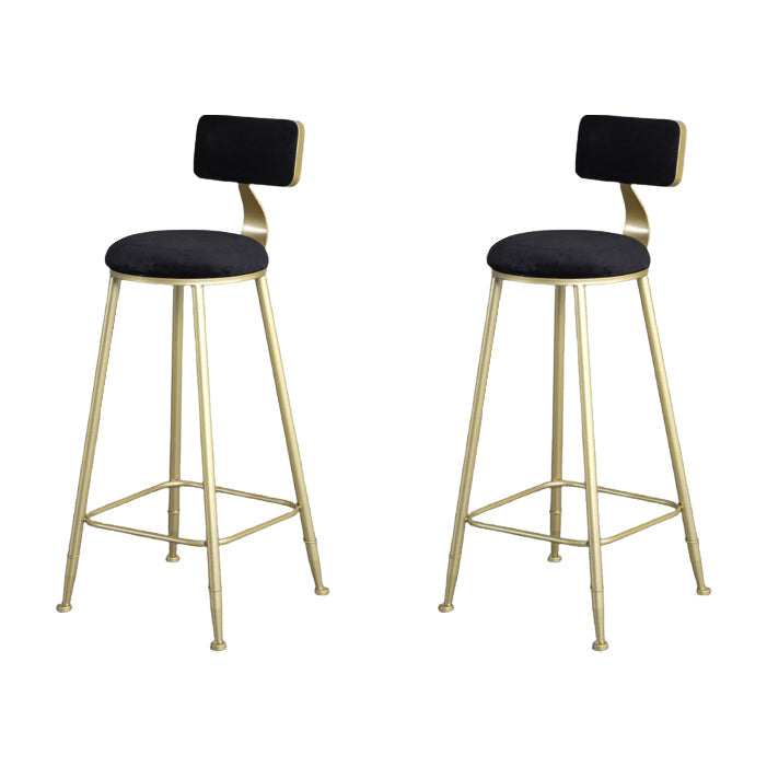 Glam Armless Backrest Counter Stool Steel Cafe Bar Stool with Cushion and Pedal Gloss Black 2 Piece Set Clearhalo 'Bar Furniture' 'Bar Stools' 'bar_stools' 'furn' 'furn_bar_stools' 'Furniture' 'Kitchen & Dining Furniture' 5356835
