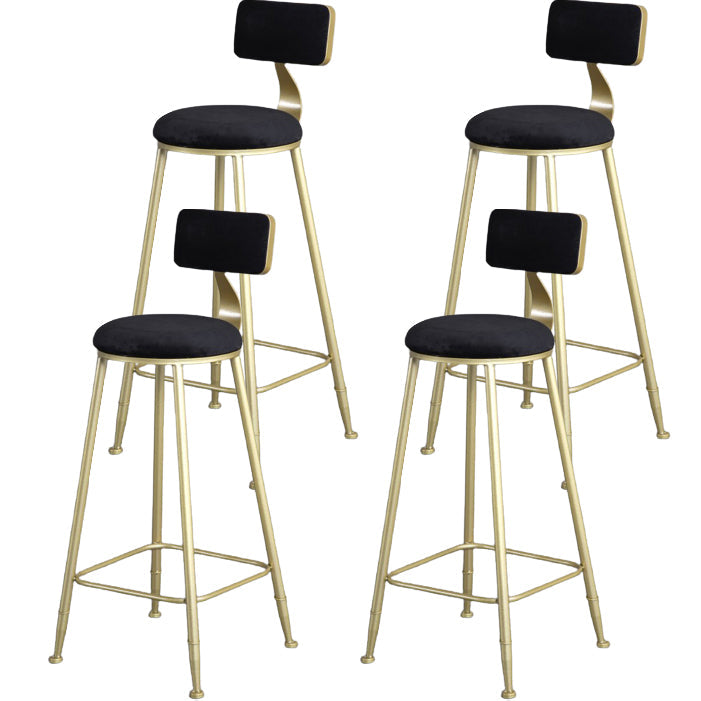 Glam Armless Backrest Counter Stool Steel Cafe Bar Stool with Cushion and Pedal Gloss Black 4 Piece Set Clearhalo 'Bar Furniture' 'Bar Stools' 'bar_stools' 'furn' 'furn_bar_stools' 'Furniture' 'Kitchen & Dining Furniture' 5356836