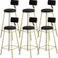 Glam Armless Backrest Counter Stool Steel Cafe Bar Stool with Cushion and Pedal Gloss Black 6 Piece Set Clearhalo 'Bar Furniture' 'Bar Stools' 'bar_stools' 'furn' 'furn_bar_stools' 'Furniture' 'Kitchen & Dining Furniture' 5356837