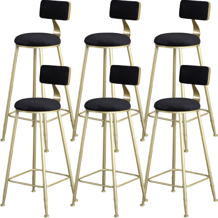 Glam Armless Backrest Counter Stool Steel Cafe Bar Stool with Cushion and Pedal Gloss Black 6 Piece Set Clearhalo 'Bar Furniture' 'Bar Stools' 'bar_stools' 'furn' 'furn_bar_stools' 'Furniture' 'Kitchen & Dining Furniture' 5356837