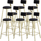 Glam Armless Backrest Counter Stool Steel Cafe Bar Stool with Cushion and Pedal Gloss Black 8 Piece Set Clearhalo 'Bar Furniture' 'Bar Stools' 'bar_stools' 'furn' 'furn_bar_stools' 'Furniture' 'Kitchen & Dining Furniture' 5356838
