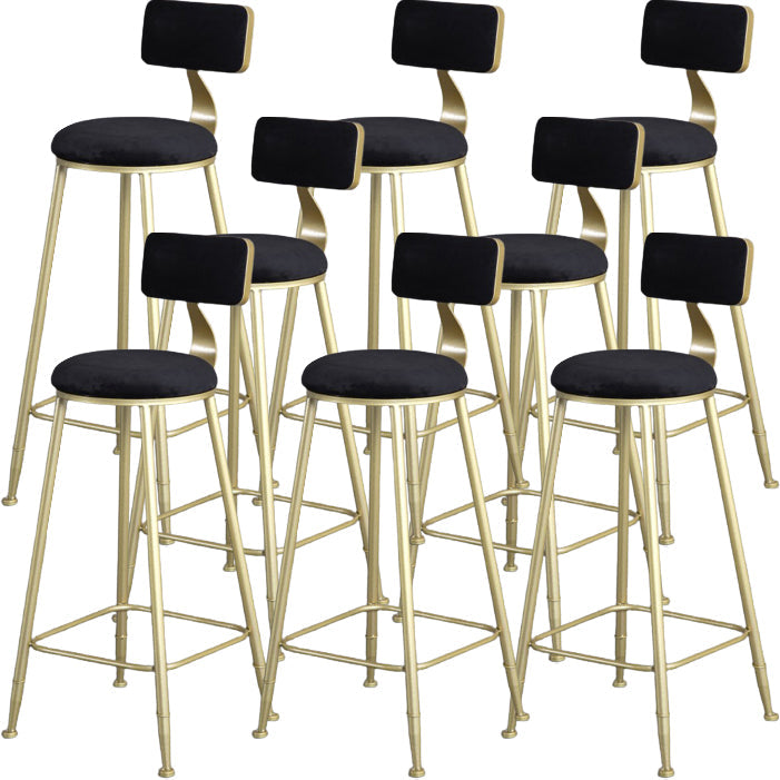 Glam Armless Backrest Counter Stool Steel Cafe Bar Stool with Cushion and Pedal Gloss Black 8 Piece Set Clearhalo 'Bar Furniture' 'Bar Stools' 'bar_stools' 'furn' 'furn_bar_stools' 'Furniture' 'Kitchen & Dining Furniture' 5356838