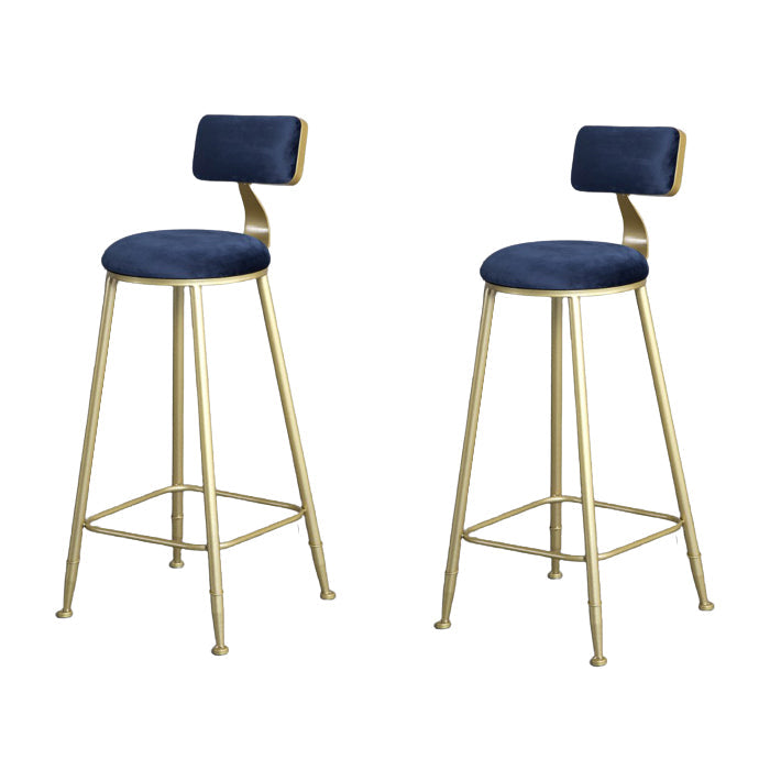 Glam Armless Backrest Counter Stool Steel Cafe Bar Stool with Cushion and Pedal Blue 2 Piece Set Clearhalo 'Bar Furniture' 'Bar Stools' 'bar_stools' 'furn' 'furn_bar_stools' 'Furniture' 'Kitchen & Dining Furniture' 5356839