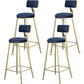 Glam Armless Backrest Counter Stool Steel Cafe Bar Stool with Cushion and Pedal Blue 4 Piece Set Clearhalo 'Bar Furniture' 'Bar Stools' 'bar_stools' 'furn' 'furn_bar_stools' 'Furniture' 'Kitchen & Dining Furniture' 5356840