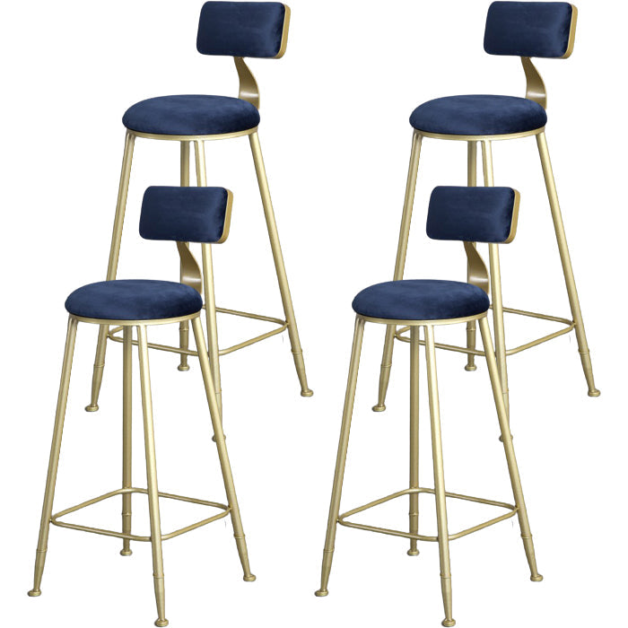 Glam Armless Backrest Counter Stool Steel Cafe Bar Stool with Cushion and Pedal Blue 4 Piece Set Clearhalo 'Bar Furniture' 'Bar Stools' 'bar_stools' 'furn' 'furn_bar_stools' 'Furniture' 'Kitchen & Dining Furniture' 5356840