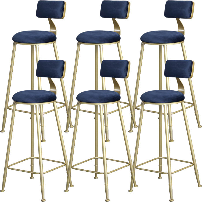 Glam Armless Backrest Counter Stool Steel Cafe Bar Stool with Cushion and Pedal Blue 6 Piece Set Clearhalo 'Bar Furniture' 'Bar Stools' 'bar_stools' 'furn' 'furn_bar_stools' 'Furniture' 'Kitchen & Dining Furniture' 5356841