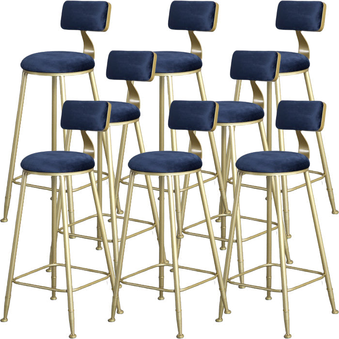 Glam Armless Backrest Counter Stool Steel Cafe Bar Stool with Cushion and Pedal Blue 8 Piece Set Clearhalo 'Bar Furniture' 'Bar Stools' 'bar_stools' 'furn' 'furn_bar_stools' 'Furniture' 'Kitchen & Dining Furniture' 5356842