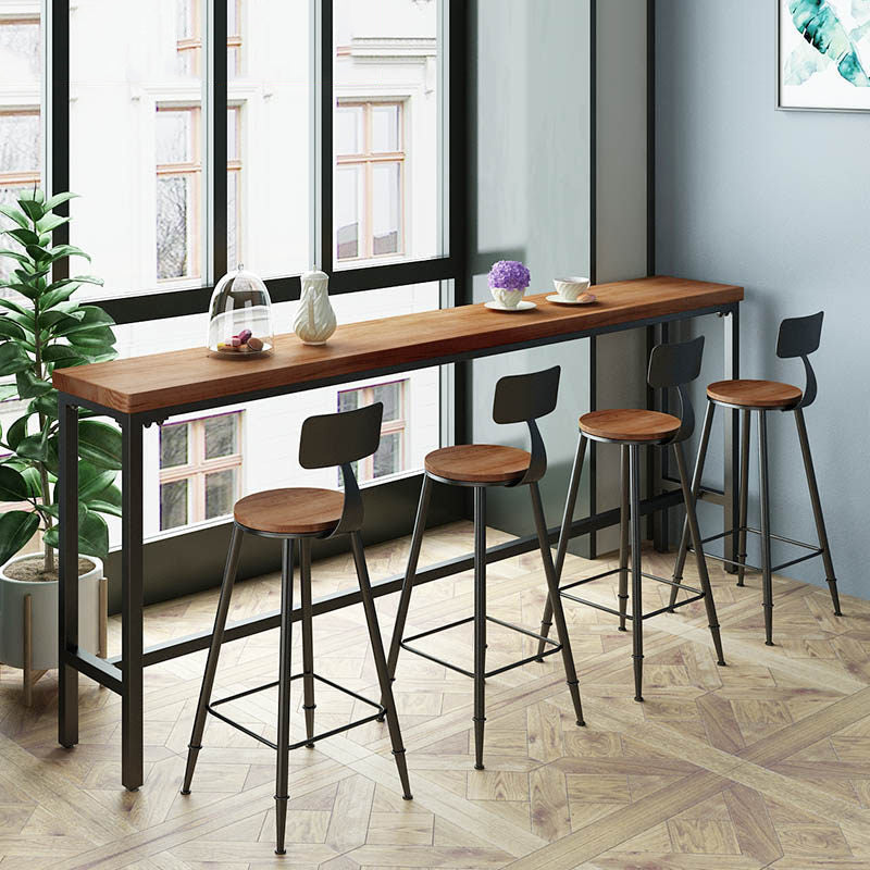 Industrial Rectangle Solid Wood Bar Table Set 1/3/4/5/9 Pieces Counter Table with Stools Clearhalo 'Bar Furniture' 'furn' 'furn_home_bar_bar_sets' 'Furniture' 'Home Bars & Bar Sets' 'home_bar_bar_sets' 'Kitchen & Dining Furniture' 5356977