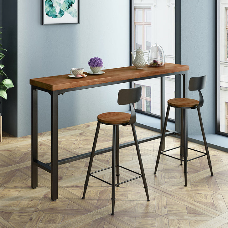 Industrial Rectangle Solid Wood Bar Table Set 1/3/4/5/9 Pieces Counter Table with Stools 3 Pieces: Table, 2 Chairs Clearhalo 'Bar Furniture' 'furn' 'furn_home_bar_bar_sets' 'Furniture' 'Home Bars & Bar Sets' 'home_bar_bar_sets' 'Kitchen & Dining Furniture' 5356978