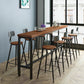 Industrial Rectangle Solid Wood Bar Table Set 1/3/4/5/9 Pieces Counter Table with Stools 9 Pieces: Table, 8 Chairs Clearhalo 'Bar Furniture' 'furn' 'furn_home_bar_bar_sets' 'Furniture' 'Home Bars & Bar Sets' 'home_bar_bar_sets' 'Kitchen & Dining Furniture' 5356979