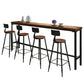 Industrial Rectangle Solid Wood Bar Table Set 1/3/4/5/9 Pieces Counter Table with Stools 5 Pieces: Table, 4 Chairs Clearhalo 'Bar Furniture' 'furn' 'furn_home_bar_bar_sets' 'Furniture' 'Home Bars & Bar Sets' 'home_bar_bar_sets' 'Kitchen & Dining Furniture' 5356980