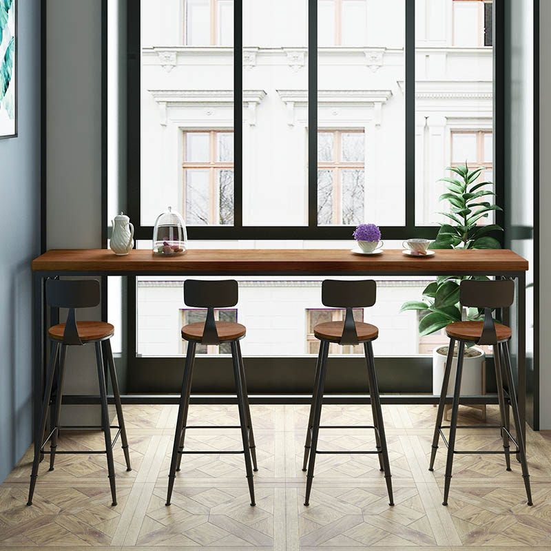 Industrial Rectangle Solid Wood Bar Table Set 1/3/4/5/9 Pieces Counter Table with Stools Clearhalo 'Bar Furniture' 'furn' 'furn_home_bar_bar_sets' 'Furniture' 'Home Bars & Bar Sets' 'home_bar_bar_sets' 'Kitchen & Dining Furniture' 5356982