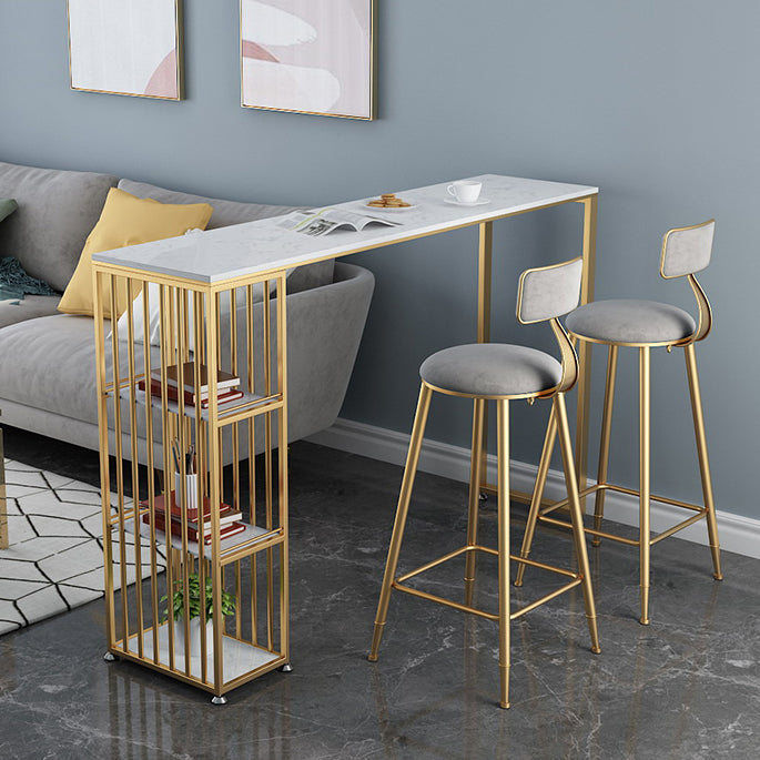 1/3 Piezas GlamoM Iron Bistro Set White Rectangle Faux Marble Top Table Plana con estante