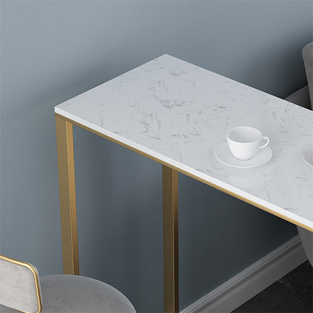 1/3 Piezas GlamoM Iron Bistro Set White Rectangle Faux Marble Top Table Plana con estante