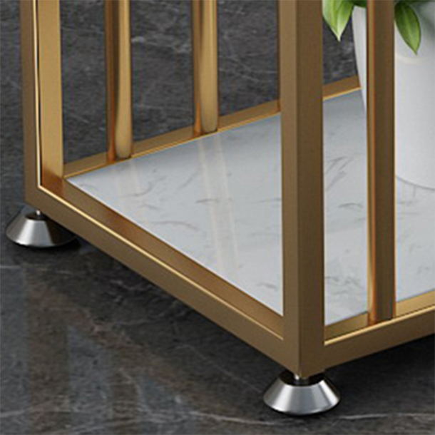 1/3 Piezas GlamoM Iron Bistro Set White Rectangle Faux Marble Top Table Plana con estante