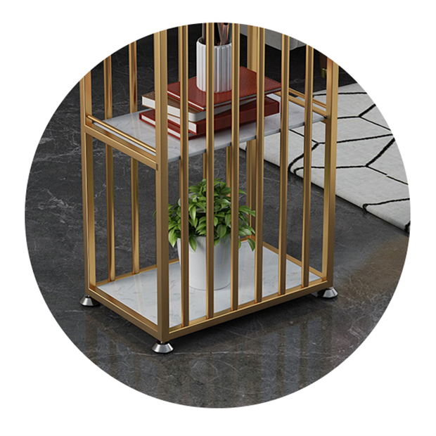 1/3 Piezas GlamoM Iron Bistro Set White Rectangle Faux Marble Top Table Plana con estante