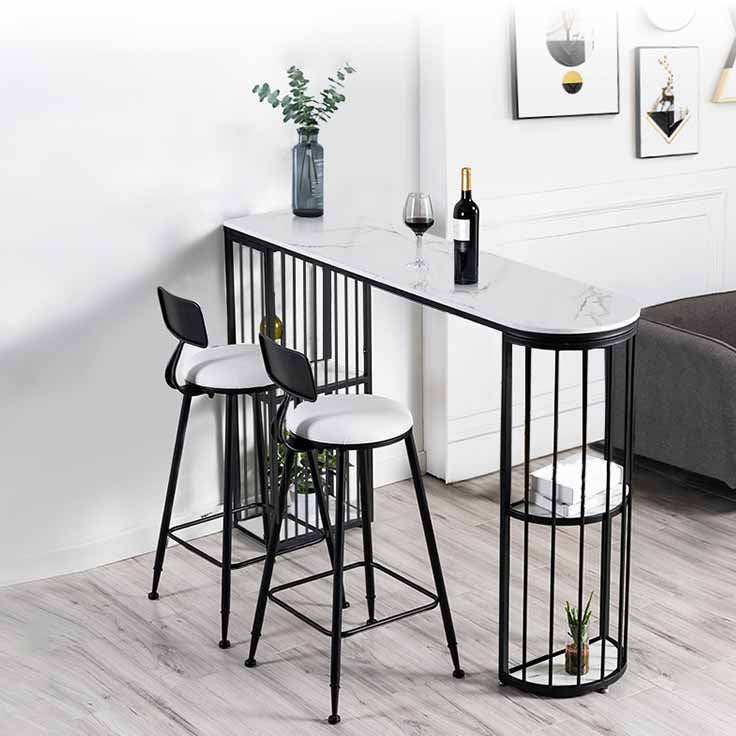 Living Room Glam Counter Height Set 1/2/3 Pieces Marble White Top Bistro Set 3 Pieces: Black Table, 2 Chairs Clearhalo 'Bar Furniture' 'furn' 'furn_home_bar_bar_sets' 'Furniture' 'Home Bars & Bar Sets' 'home_bar_bar_sets' 'Kitchen & Dining Furniture' 5357056
