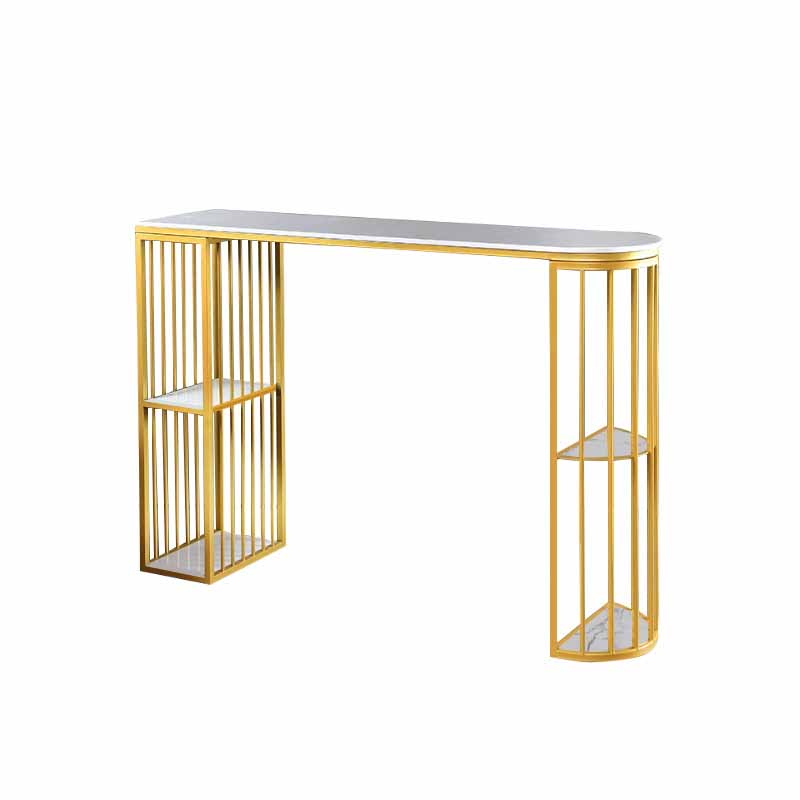 Living Room Glam Counter Height Set 1/2/3 Pieces Marble White Top Bistro Set Gold 71"L x 16"W Clearhalo 'Bar Furniture' 'furn' 'furn_home_bar_bar_sets' 'Furniture' 'Home Bars & Bar Sets' 'home_bar_bar_sets' 'Kitchen & Dining Furniture' 5357057