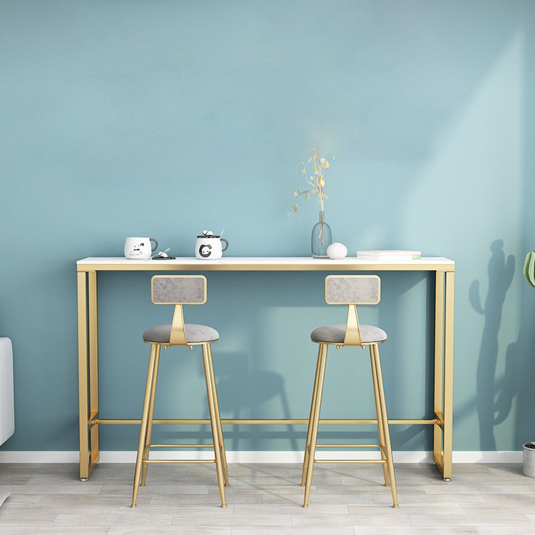 1/3 Pieces Glam Iron Bar Table Set Rectangle White Stone Top Bistro Set with Footrest Clearhalo 'Bar Furniture' 'furn' 'furn_home_bar_bar_sets' 'Furniture' 'Home Bars & Bar Sets' 'home_bar_bar_sets' 'Kitchen & Dining Furniture' 5357107