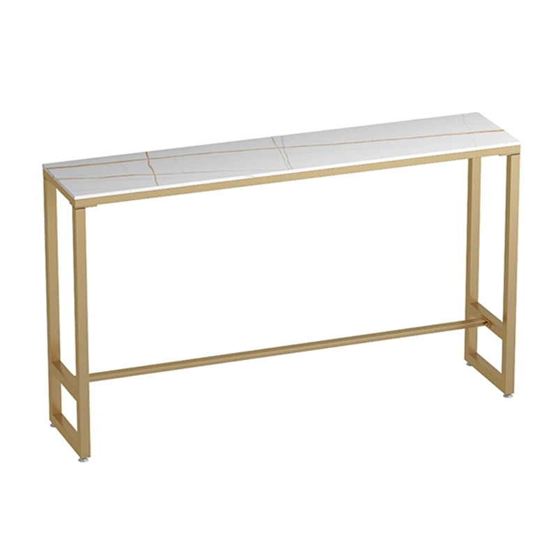 1/3 Pieces Glam Iron Bar Table Set Rectangle White Stone Top Bistro Set with Footrest Clearhalo 'Bar Furniture' 'furn' 'furn_home_bar_bar_sets' 'Furniture' 'Home Bars & Bar Sets' 'home_bar_bar_sets' 'Kitchen & Dining Furniture' 5357108