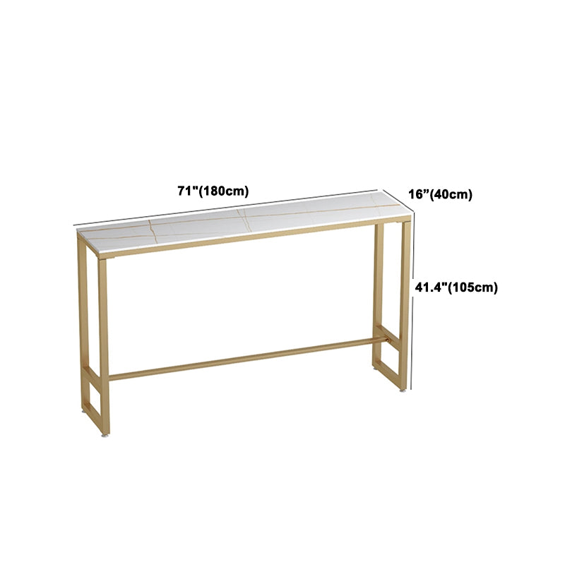 1/3 Pieces Glam Iron Bar Table Set Rectangle White Stone Top Bistro Set with Footrest Clearhalo 'Bar Furniture' 'furn' 'furn_home_bar_bar_sets' 'Furniture' 'Home Bars & Bar Sets' 'home_bar_bar_sets' 'Kitchen & Dining Furniture' 5357119