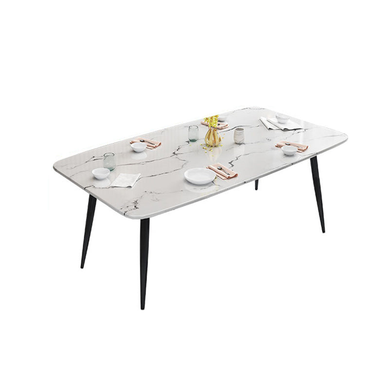 Modern Style Sintered Stone Rectangle Table Set 1/2/5/7 Pieces Dining Set White 70.9"L x 35.4"W Clearhalo 'Dining Room Sets' 'Dining Tables & Seating' 'dining_room_set' 'furn' 'furn_dining_room_set' 'Furniture' 'Kitchen & Dining Furniture' 5357128