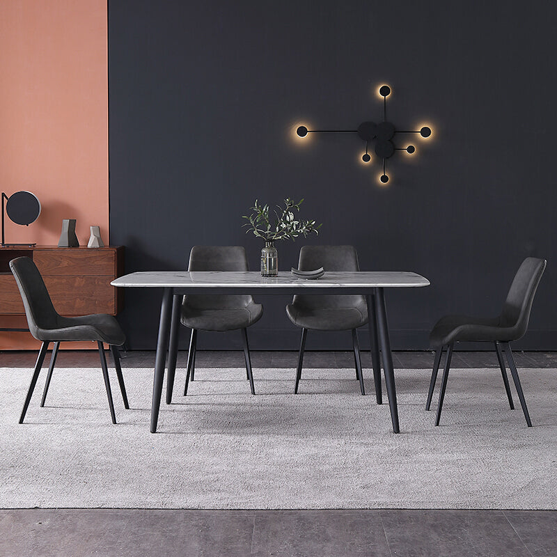 Modern Style Sintered Stone Rectangle Table Set 1/2/5/7 Pieces Dining Set Clearhalo 'Dining Room Sets' 'Dining Tables & Seating' 'dining_room_set' 'furn' 'furn_dining_room_set' 'Furniture' 'Kitchen & Dining Furniture' 5357131