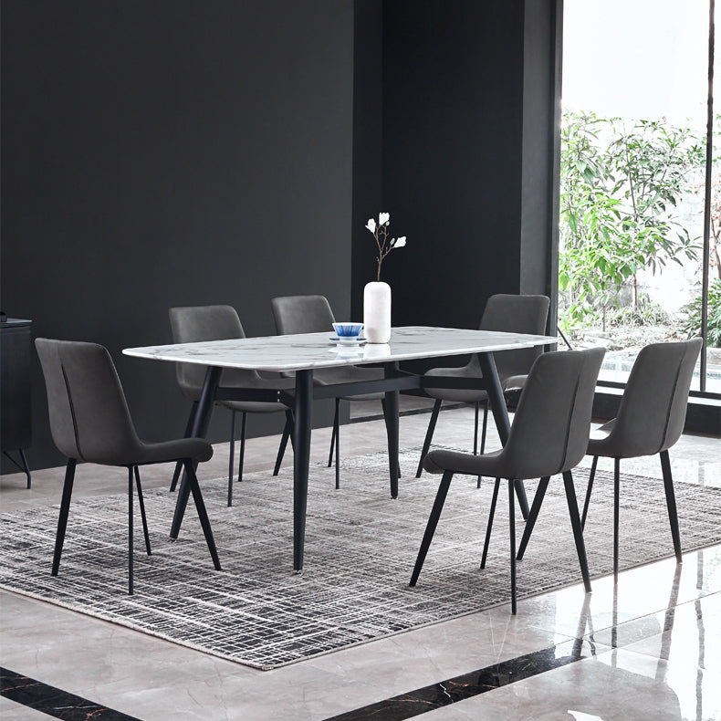 Modern Style Sintered Stone Rectangle Table Set 1/2/5/7 Pieces Dining Set Clearhalo 'Dining Room Sets' 'Dining Tables & Seating' 'dining_room_set' 'furn' 'furn_dining_room_set' 'Furniture' 'Kitchen & Dining Furniture' 5357139