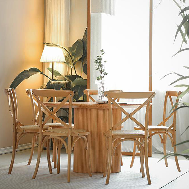 Minimalistische ronde eettafelset 1/2/3/4/5/7-delige grenen dinetteset