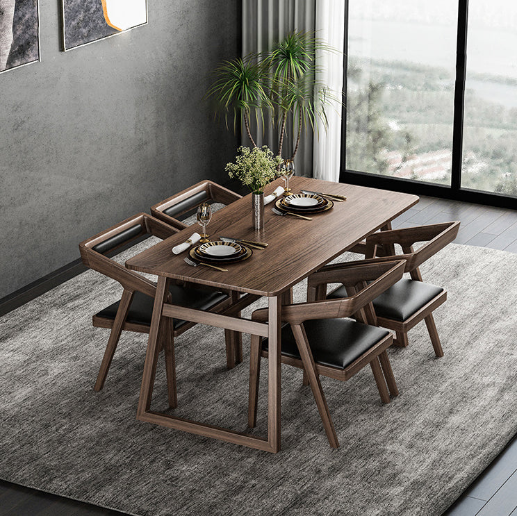 Traditional Wood Dinette Set 1/2/5/7 Pieces Rectangle Table Set for Dining Room 5 Pieces: Table, 4 Wood Chairs Clearhalo 'Dining Room Sets' 'Dining Tables & Seating' 'dining_room_set' 'furn' 'furn_dining_room_set' 'Furniture' 'Kitchen & Dining Furniture' 5357177