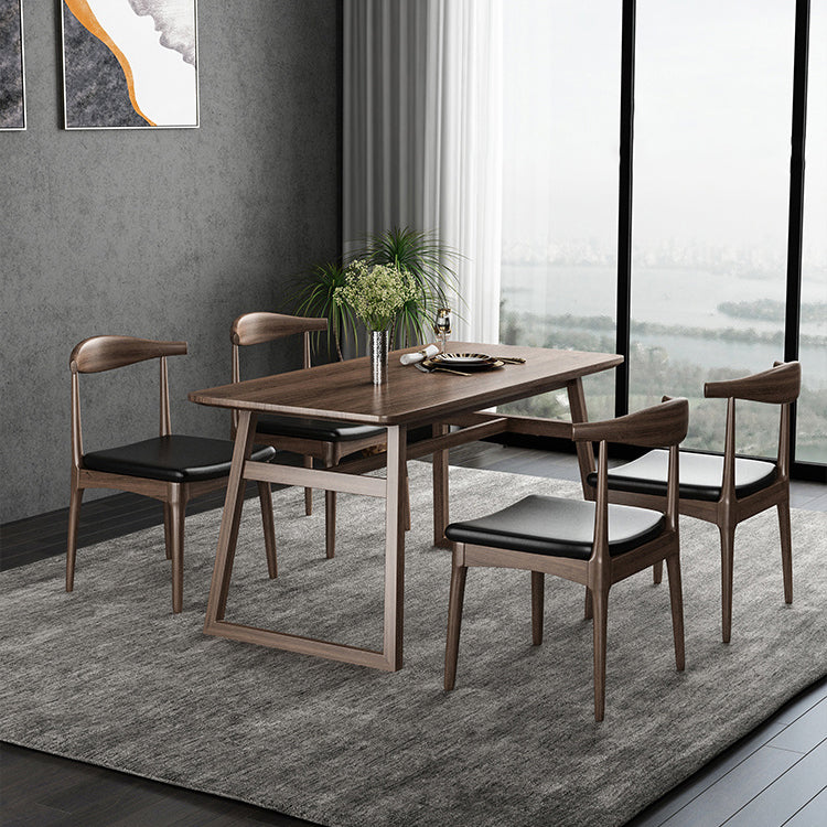 Traditional Wood Dinette Set 1/2/5/7 Pieces Rectangle Table Set for Dining Room 5 Pieces: Table, 4 Brown Chairs Clearhalo 'Dining Room Sets' 'Dining Tables & Seating' 'dining_room_set' 'furn' 'furn_dining_room_set' 'Furniture' 'Kitchen & Dining Furniture' 5357179