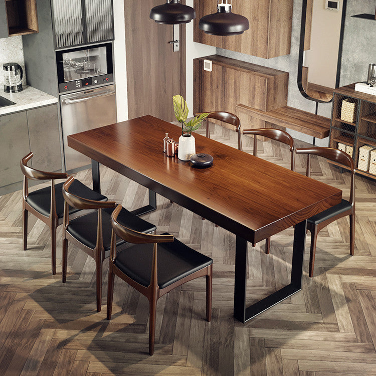 Industrial 1/5/7 Pieces Dining Set Rectangle Pine Wood Dining Table for Dining Room Clearhalo 'Dining Room Sets' 'Dining Tables & Seating' 'dining_room_set' 'furn' 'furn_dining_room_set' 'Furniture' 'Kitchen & Dining Furniture' 5357196