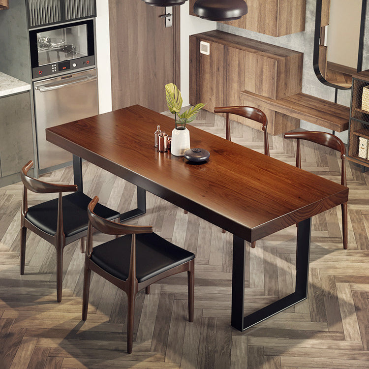 Industrial 1/5/7 Pieces Dining Set Rectangle Pine Wood Dining Table for Dining Room 5 Pieces: Table, 4 Brown Chairs Clearhalo 'Dining Room Sets' 'Dining Tables & Seating' 'dining_room_set' 'furn' 'furn_dining_room_set' 'Furniture' 'Kitchen & Dining Furniture' 5357199