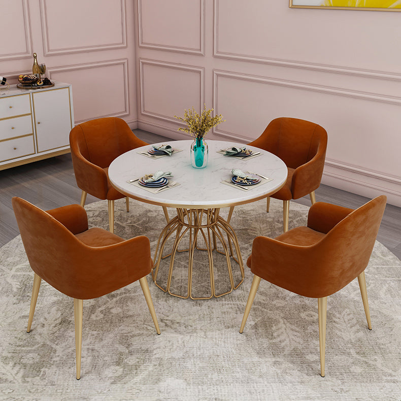 Juego de comedor nórdico de 1/5 piezas, mesa de comedor redonda de piedra para comedor
