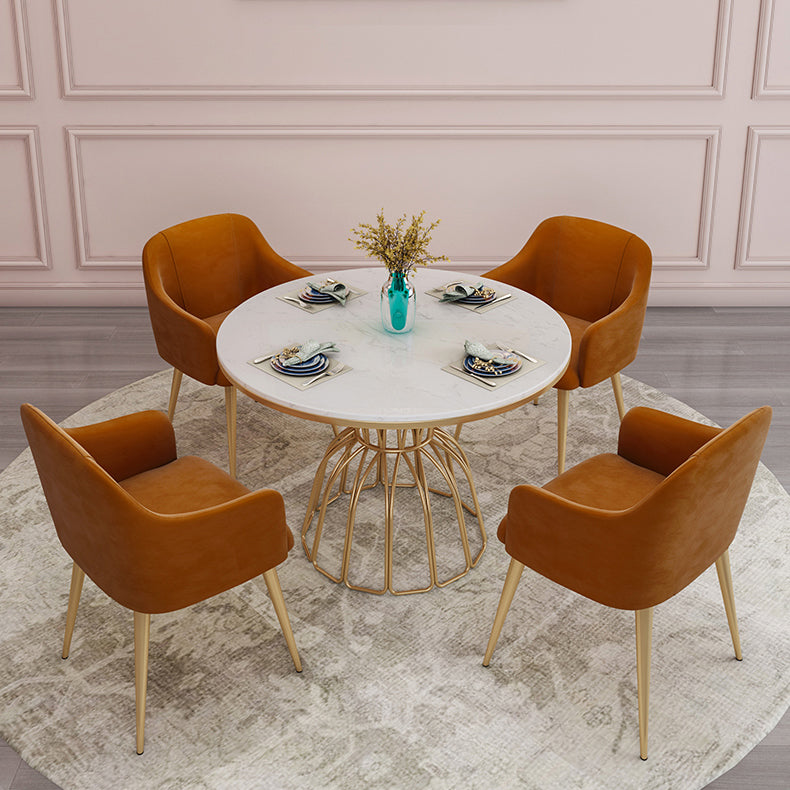 Juego de comedor nórdico de 1/5 piezas, mesa de comedor redonda de piedra para comedor