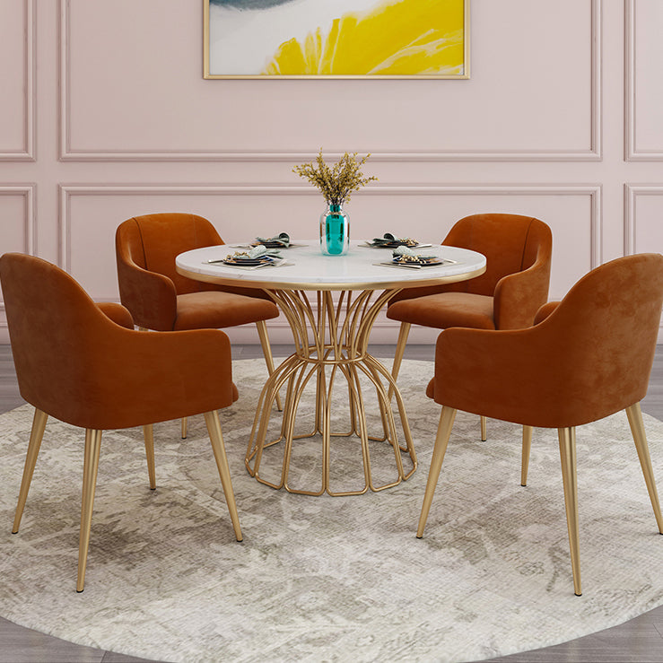 Juego de comedor nórdico de 1/5 piezas, mesa de comedor redonda de piedra para comedor