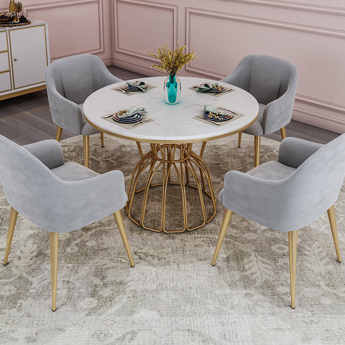 Juego de comedor nórdico de 1/5 piezas, mesa de comedor redonda de piedra para comedor