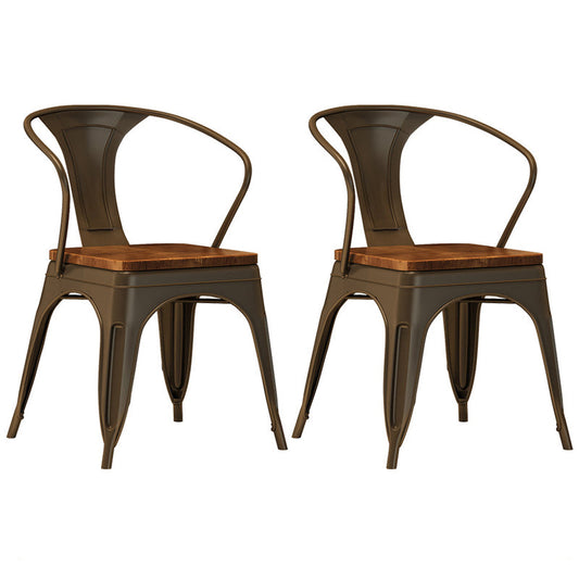 Industrial Solid Wood Dining Table Set 1/2/5 Pieces Rectangle Dining Set 2 Brown Chairs