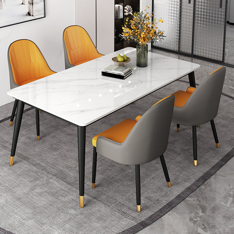 Moderne Rechteck Esstisch Set 1/4/5 Stück weißer Stein esissen